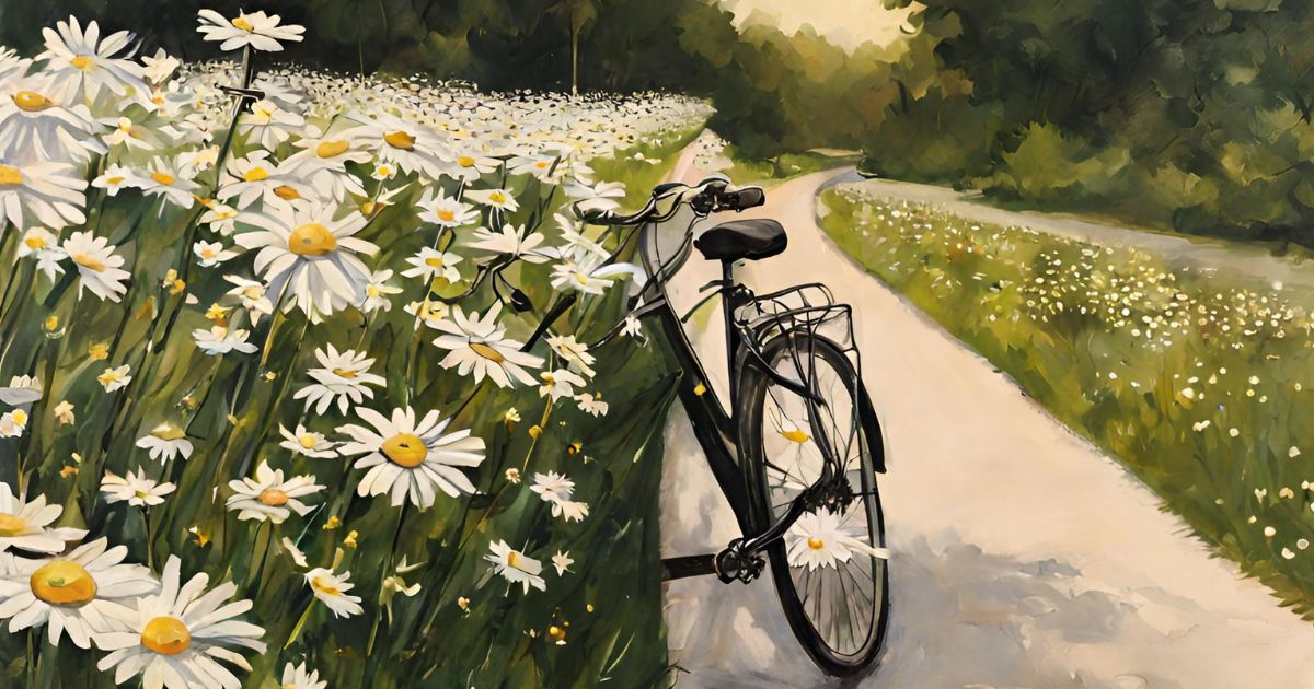 bike path with daisies